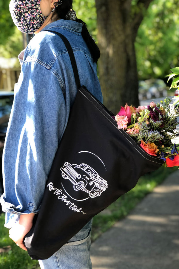 【GROVE】 GRVB_FLOWER TOTE BAG / 追跡付 Embroidered Wildflower Canvas Tote Bag | Handmade Tote Bag