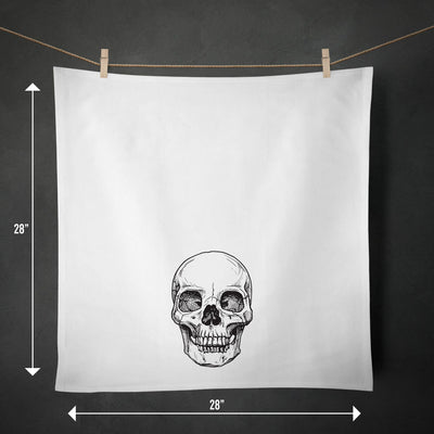 Skull Vintage Sketch Spooky Halloween Kitchen Flour Sack Tea