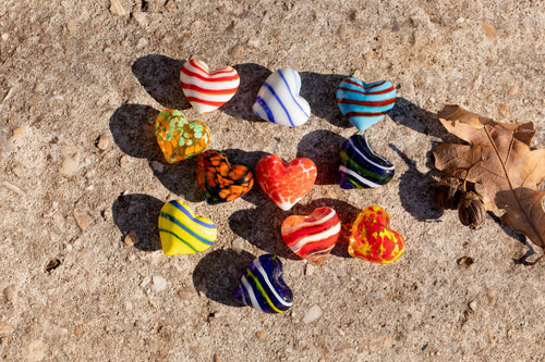 Glass Pocket Hearts - Mini Size Swirl-Colored Heart