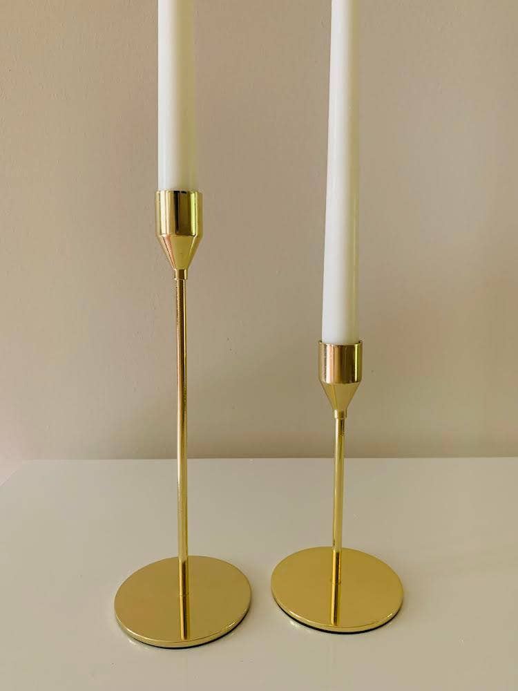 Gold Metal Taper Candleholder Set