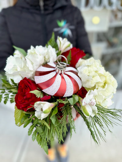 Ceramic Holiday Ornament Floral Arrangement