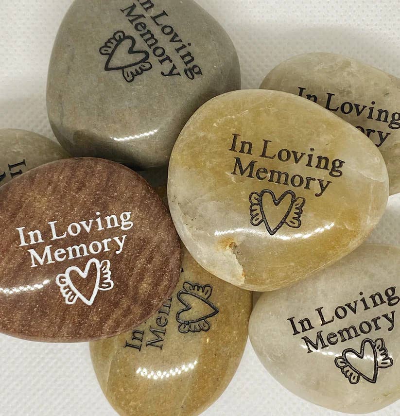In Loving Memory River Rock - Heartwing