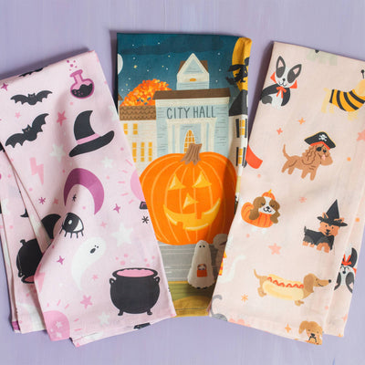 Trick Or Treat Pets Halloween Tea Towel