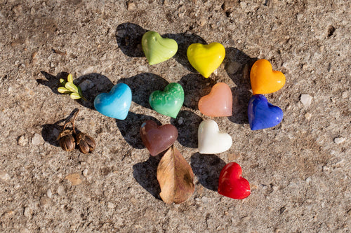 Glass Pocket Hearts -  Mini Size Solid Color Heart