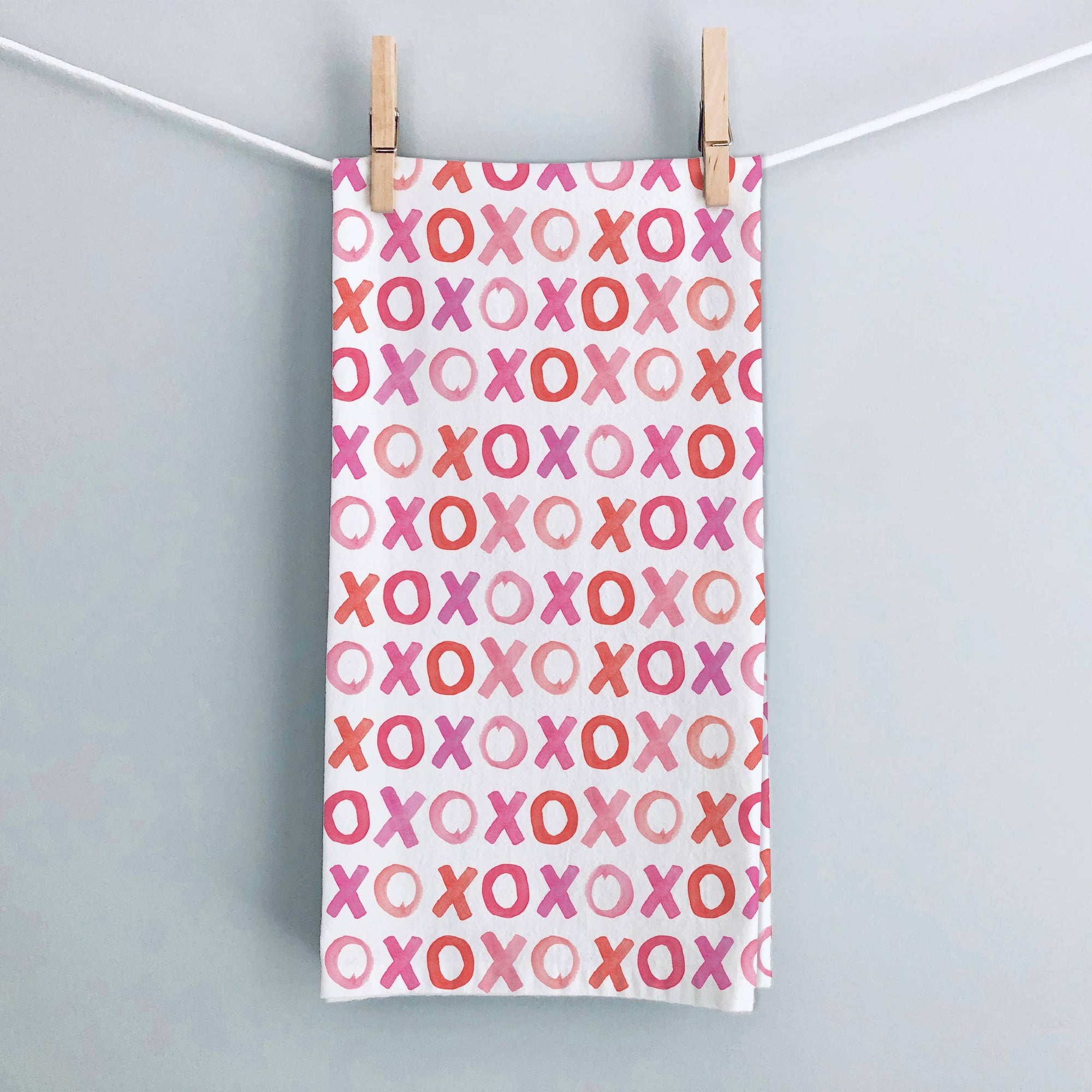 Pink X's and O's Tea Towel | Valentine's Day Kitchen Towel