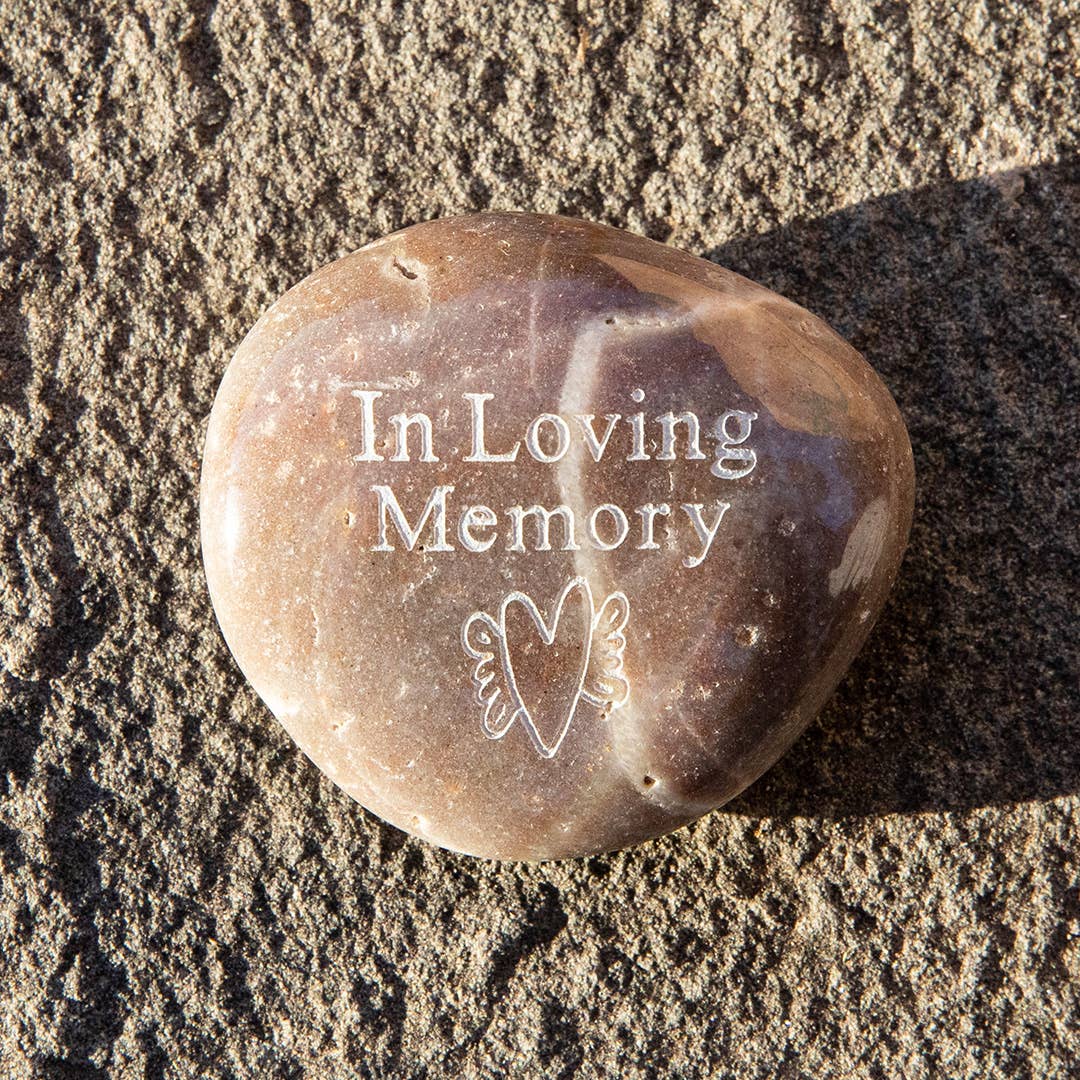 In Loving Memory River Rock - Heartwing