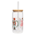 Nutcracker Glass with Straw & Lid