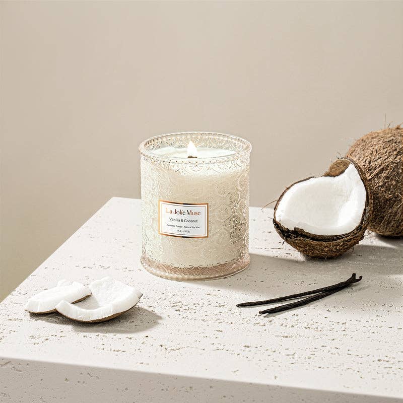 Maelyn Scented Woodwick Candle - Vanilla & Coconut