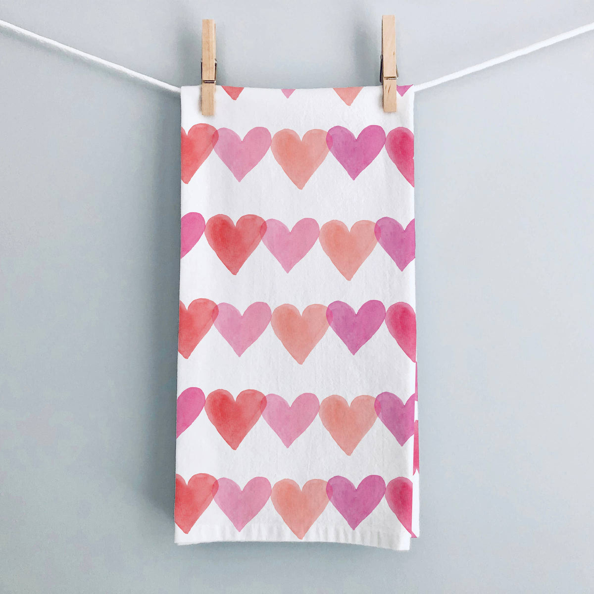 Pink Hearts Tea Towel | Valentine's Day Kitchen Towel