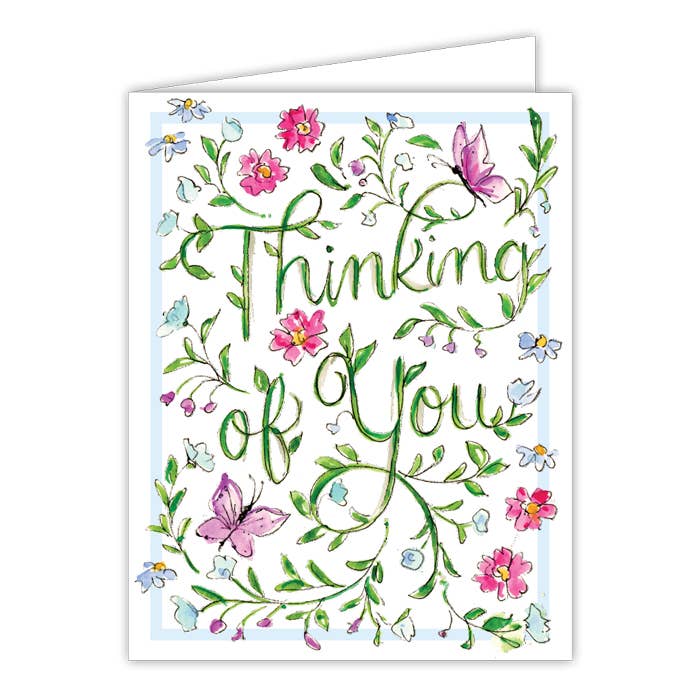 Handpainted Thinking of You Pretty Posies Greeting Card