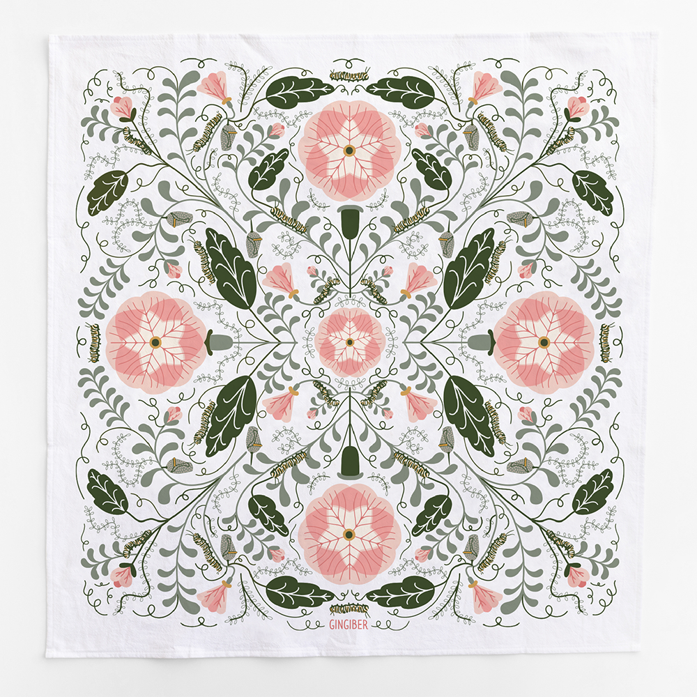 Pink Pansies Tea Towel