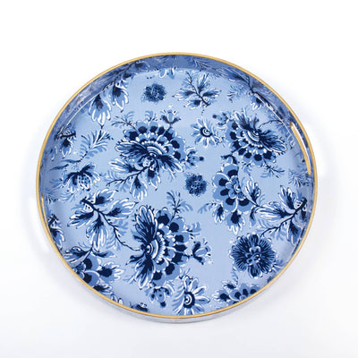 Blue Floral Round Tray