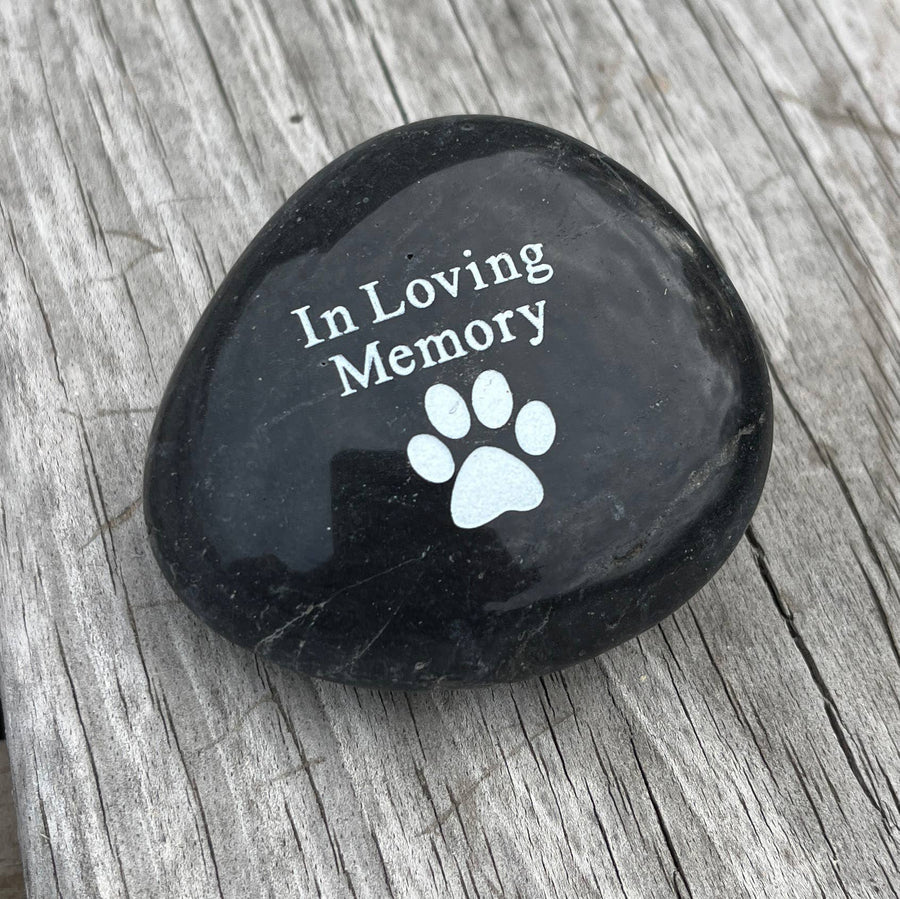 Pet Memento Rock- In Loving Memory with Pawprint