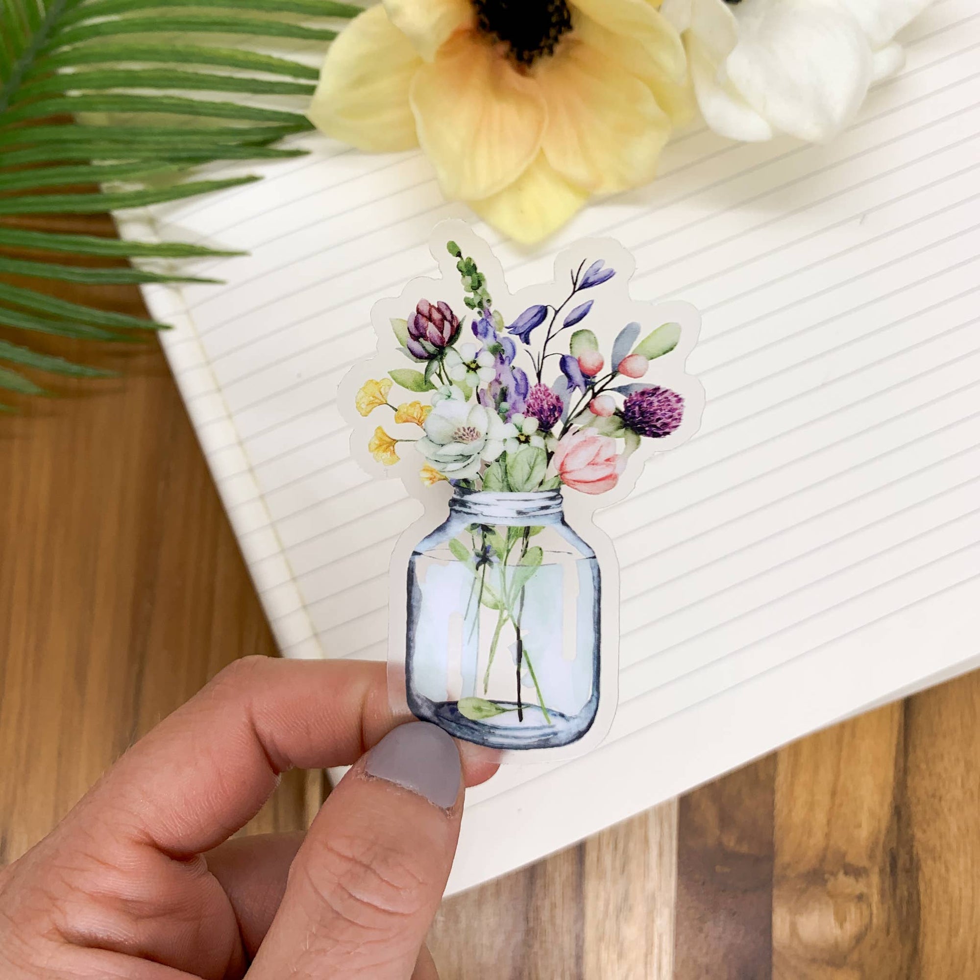 Floral Mason Jar Sticker