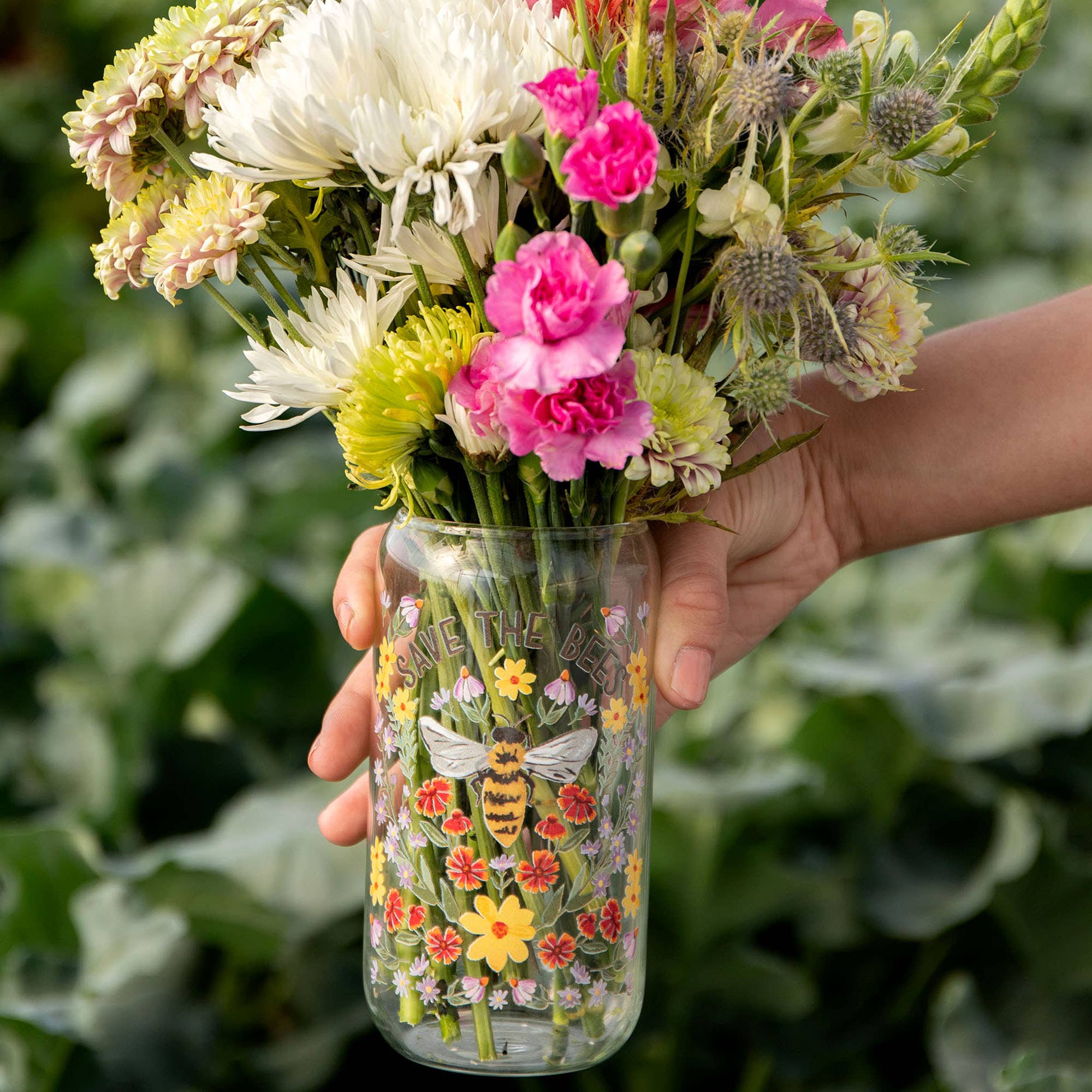 Save the Bees Glass Can 16oz