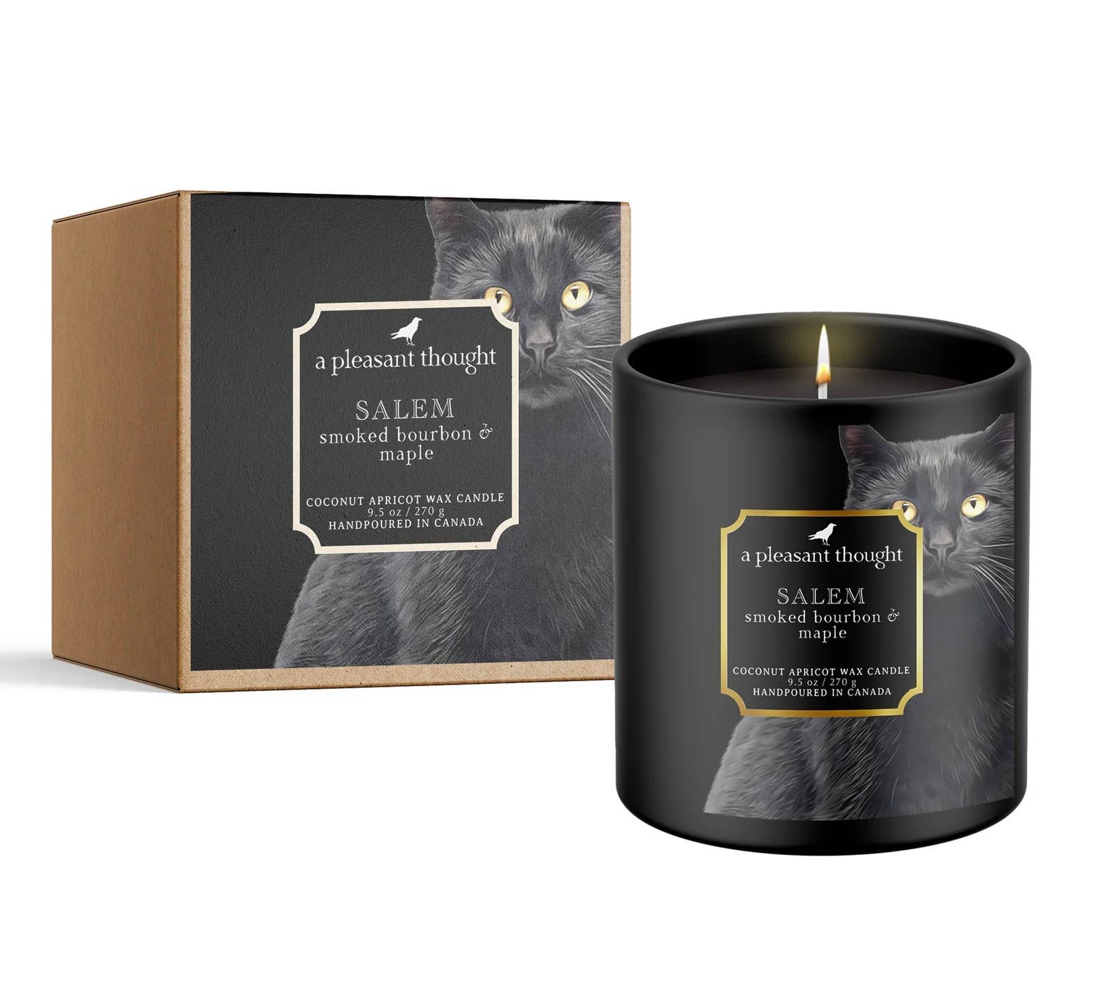 SALEM | SMOKED BOURBON & MAPLE | BLACK CAT CANDLE: Wood Wick