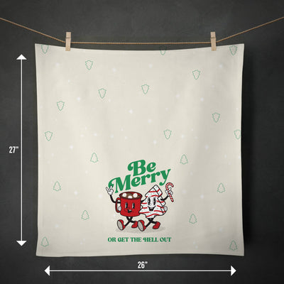 Be Merry Funny Full Print Holiday Christmas Towel