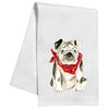 Handpainted Bulldog with Red Bandana Tea Towel