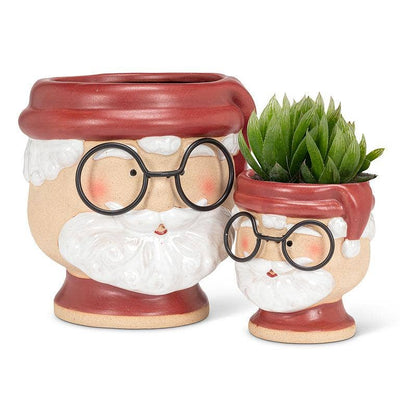 Santa Face with Glasses Planter - Medium