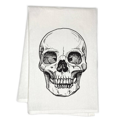 Skull Vintage Sketch Spooky Halloween Kitchen Flour Sack Tea