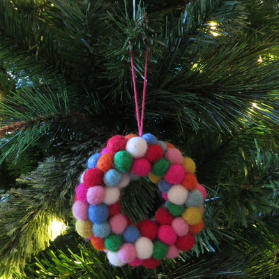 Handmade Felt Mini Multi Wreath Xmas Hanging Ornament