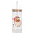 Vintage Santa Can Glass w/ Straw & Lid 17 oz