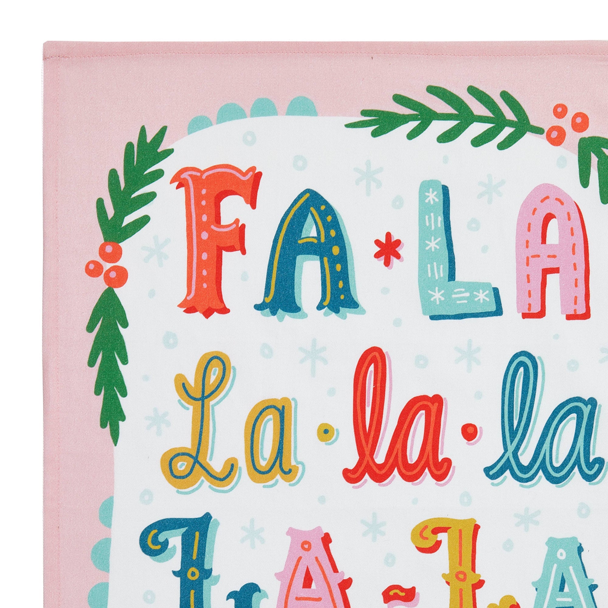Fa La La La w/Pom Poms Kitchen Towel - Angela Staehling