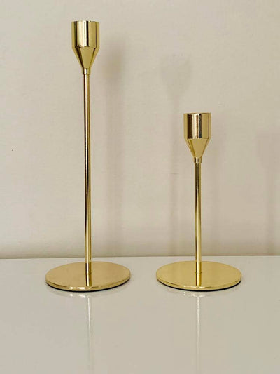 Gold Metal Taper Candleholder Set