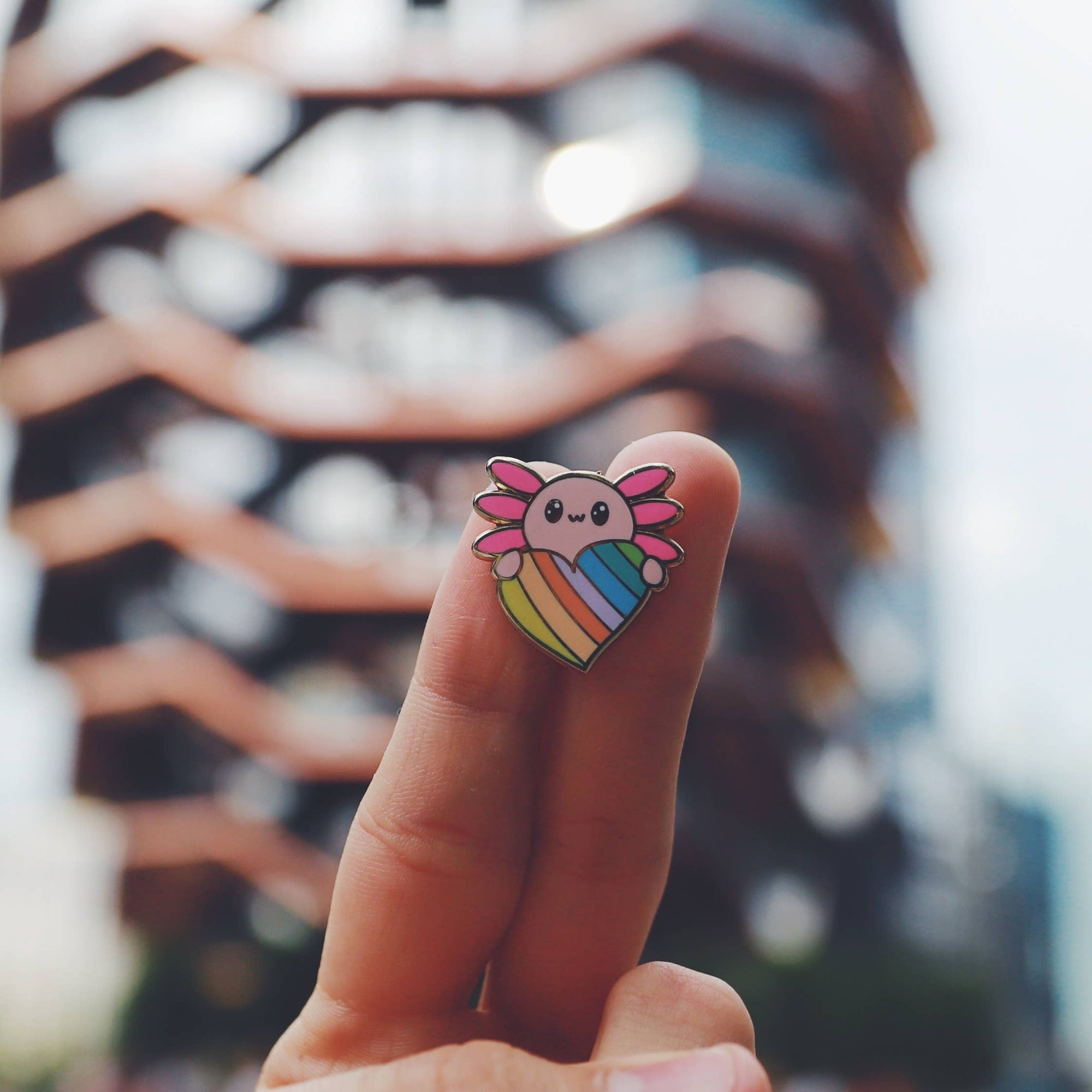 Axol the Axolotl Holding a Rainbow Heart