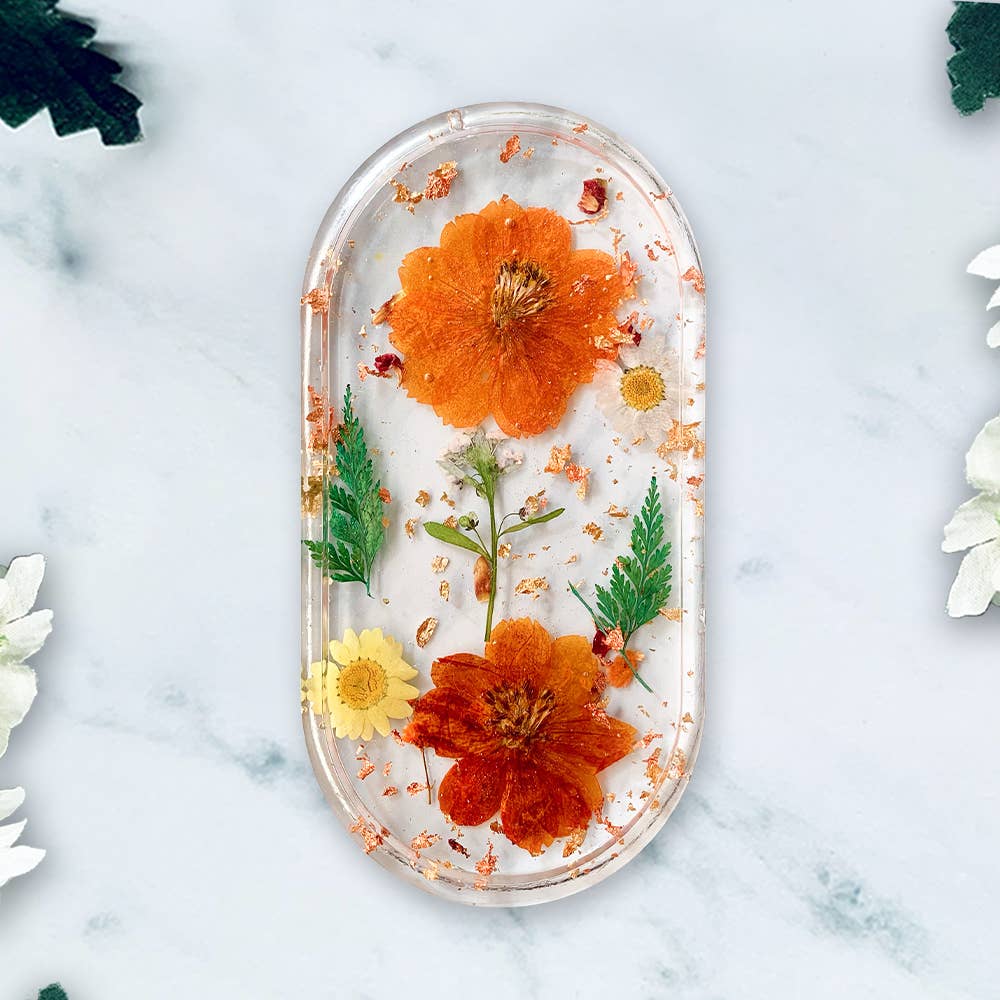 Trinket Dish - Orange & Yellow Flowers