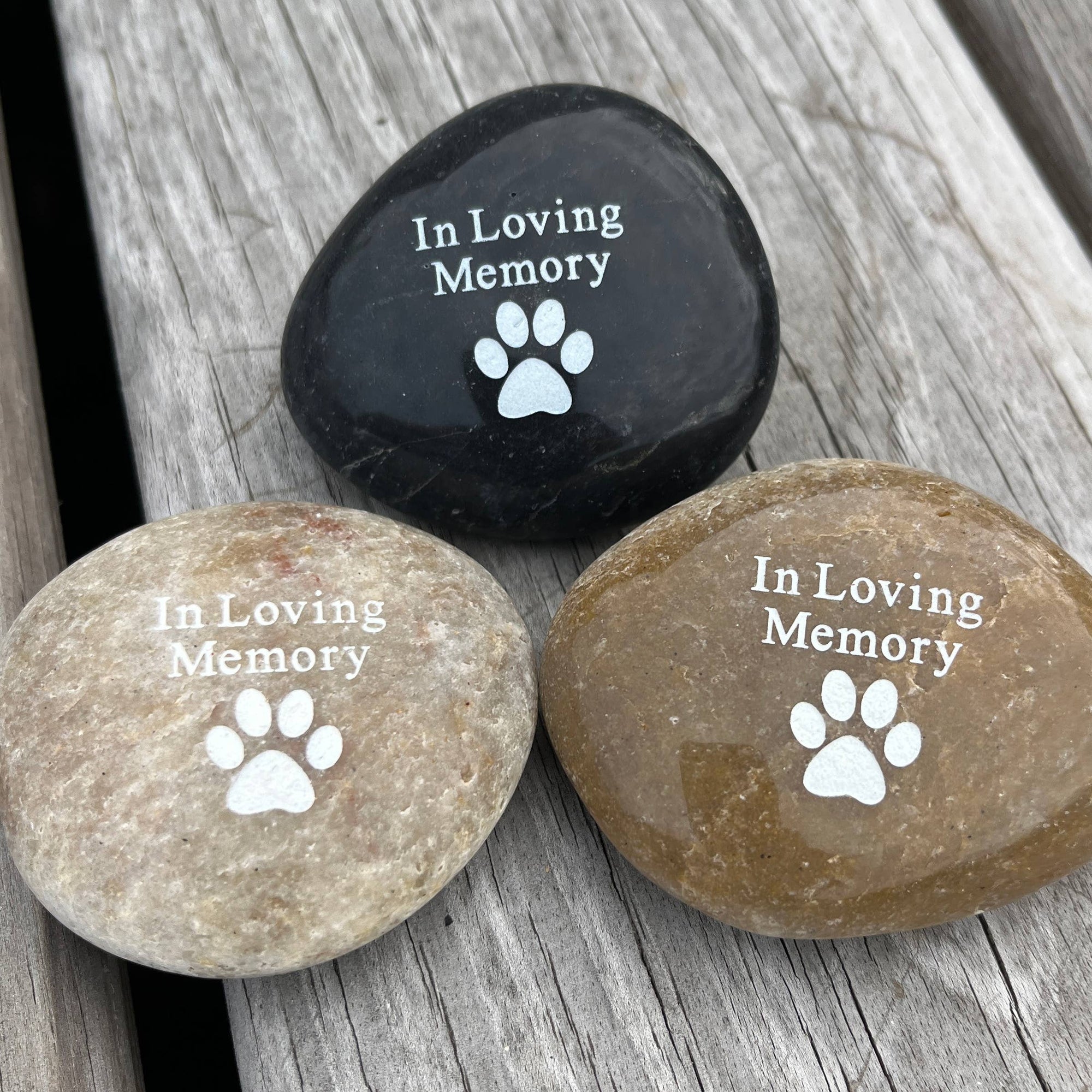 Pet Memento Rock- In Loving Memory with Pawprint