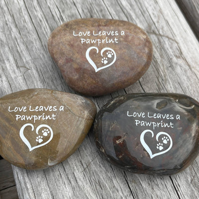 Pet Memento Rock - Love Leaves a Pawprint
