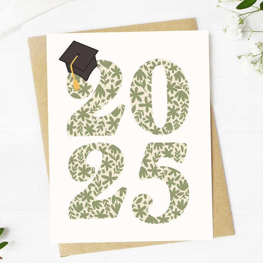 2025 Floral Pattern Graduation Greeting Card