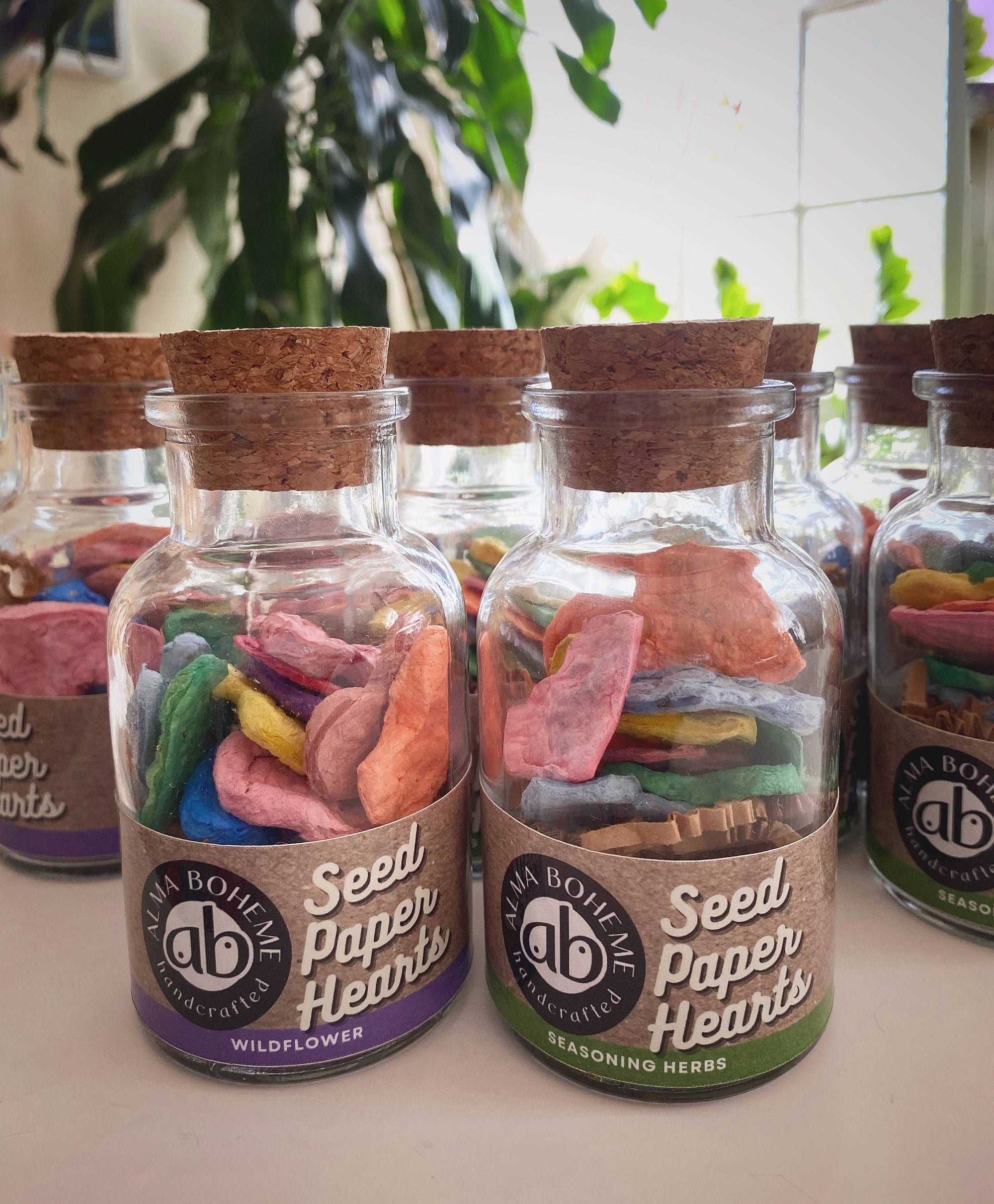 Wildflower Seed Paper Hearts in Glass Jar