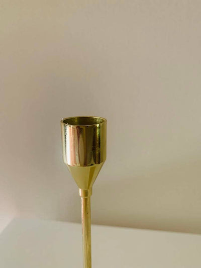 Gold Metal Taper Candleholder Set