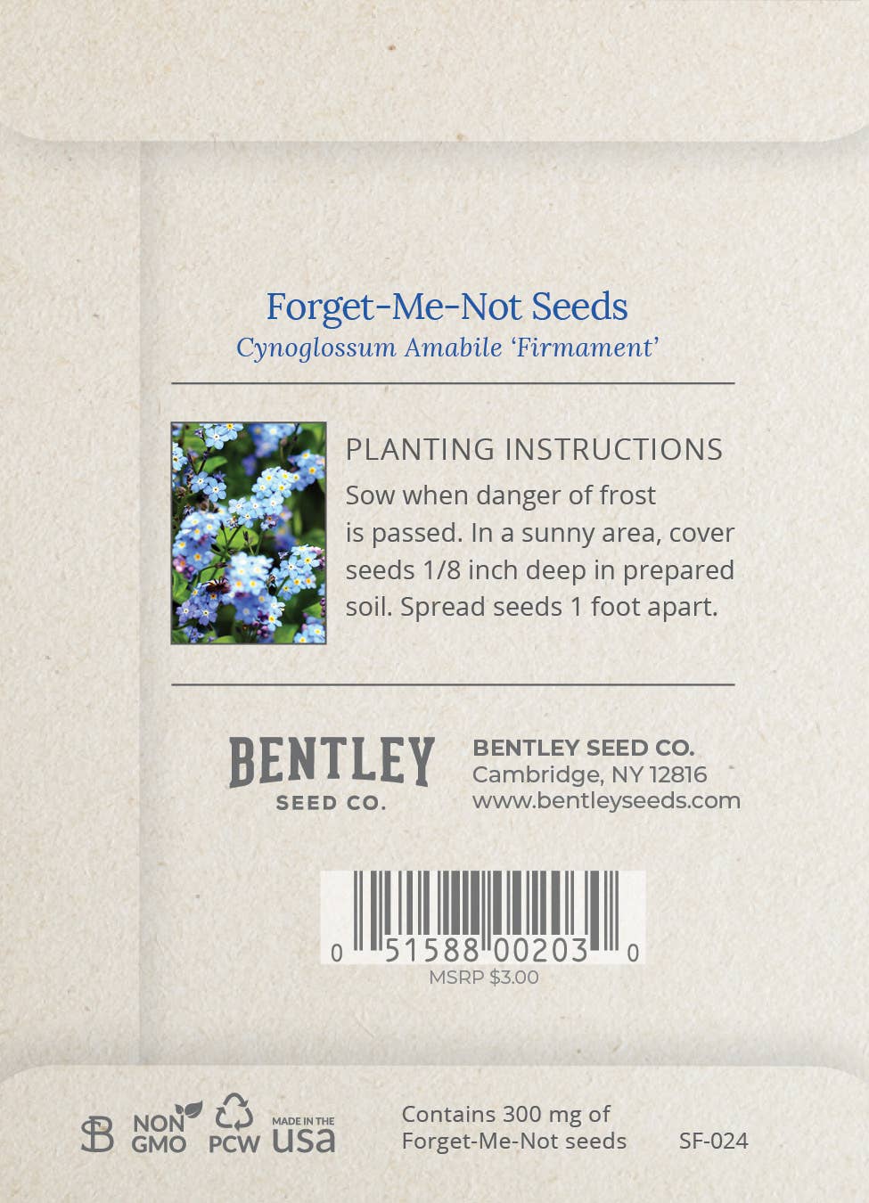 A Beloved Friend - Forget Me Not Seed Packets