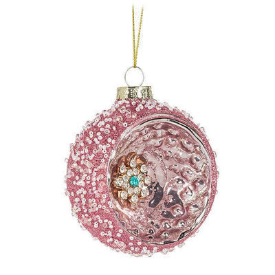 Cherub Ball Ornament-Gold/Pink-3"D