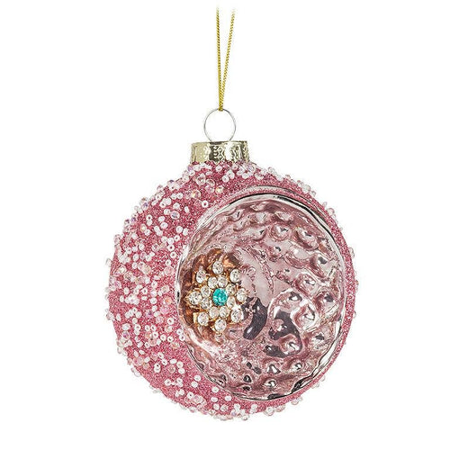 Cherub Ball Ornament-Gold/Pink-3"D