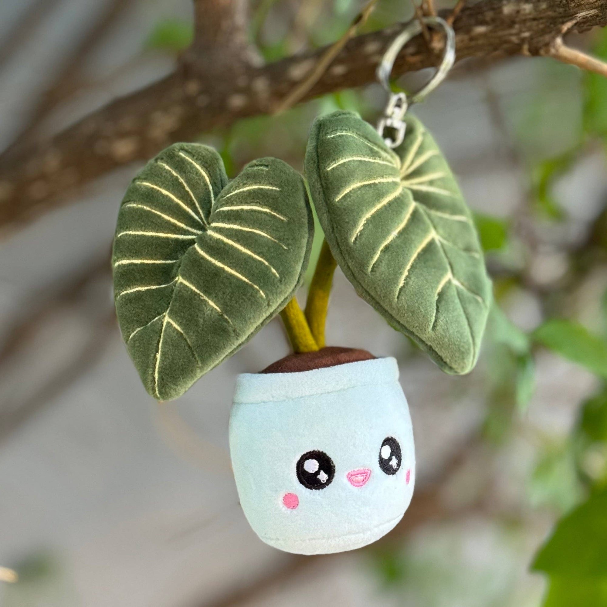Philodendron Gloriosum Plush Houseplant Keychain Bag Charm