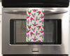 Pink Christmas Holly Tea Towel