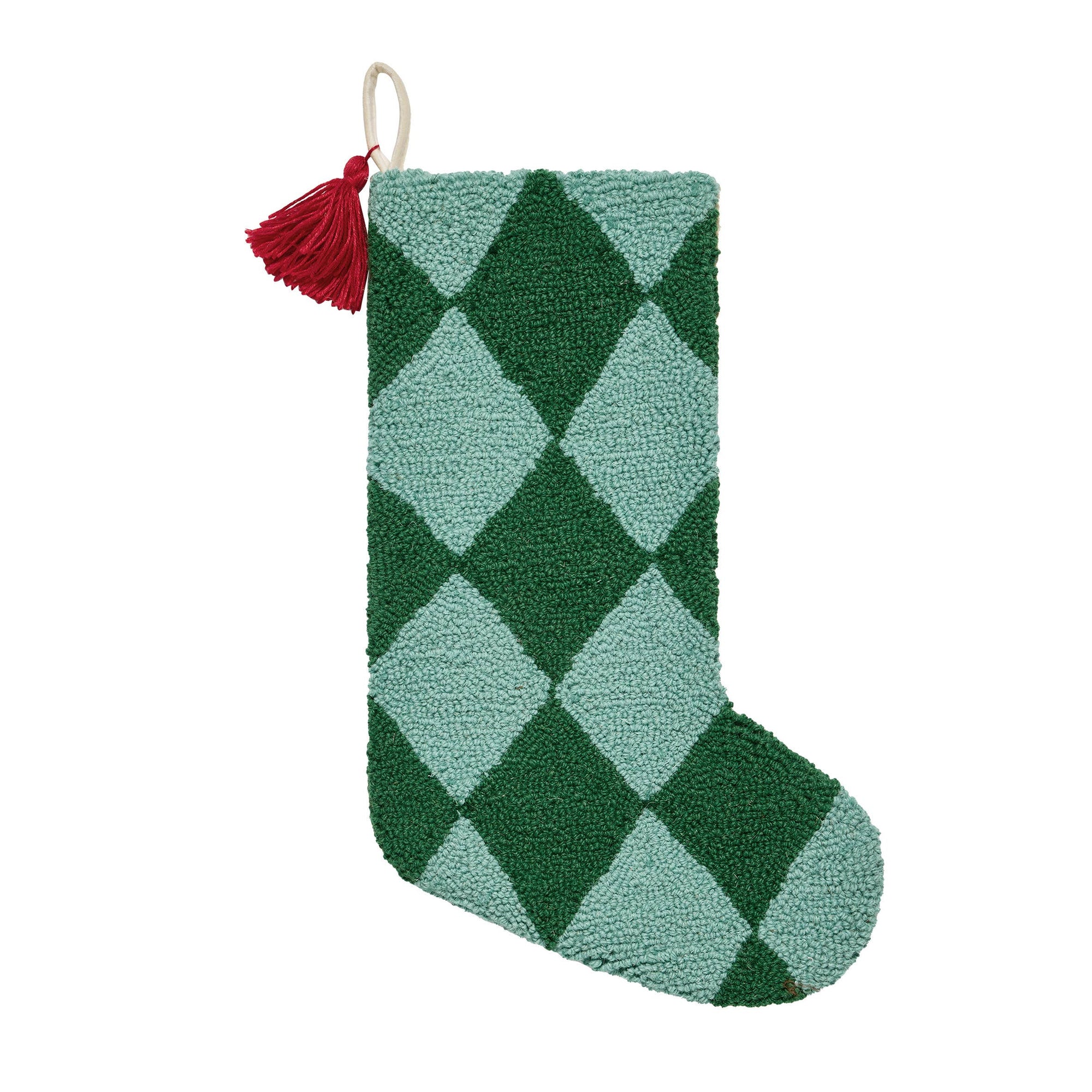 Holiday Argyle Green w/Tassel Hook Stocking