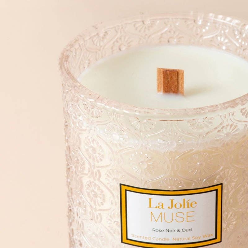 Maelyn Scented Woodwick Candle - Rose Noir & Oud