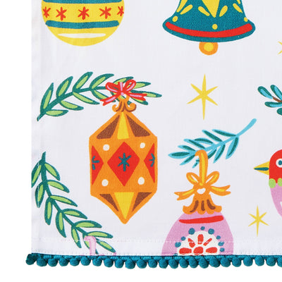 Ornaments Holiday w/Pom Pom Kitchen Towel - Angela Staehling