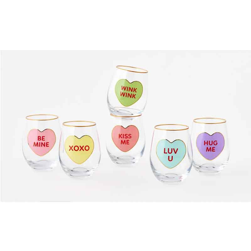 Conversation Heart Stemless Wine Glass Tumbler