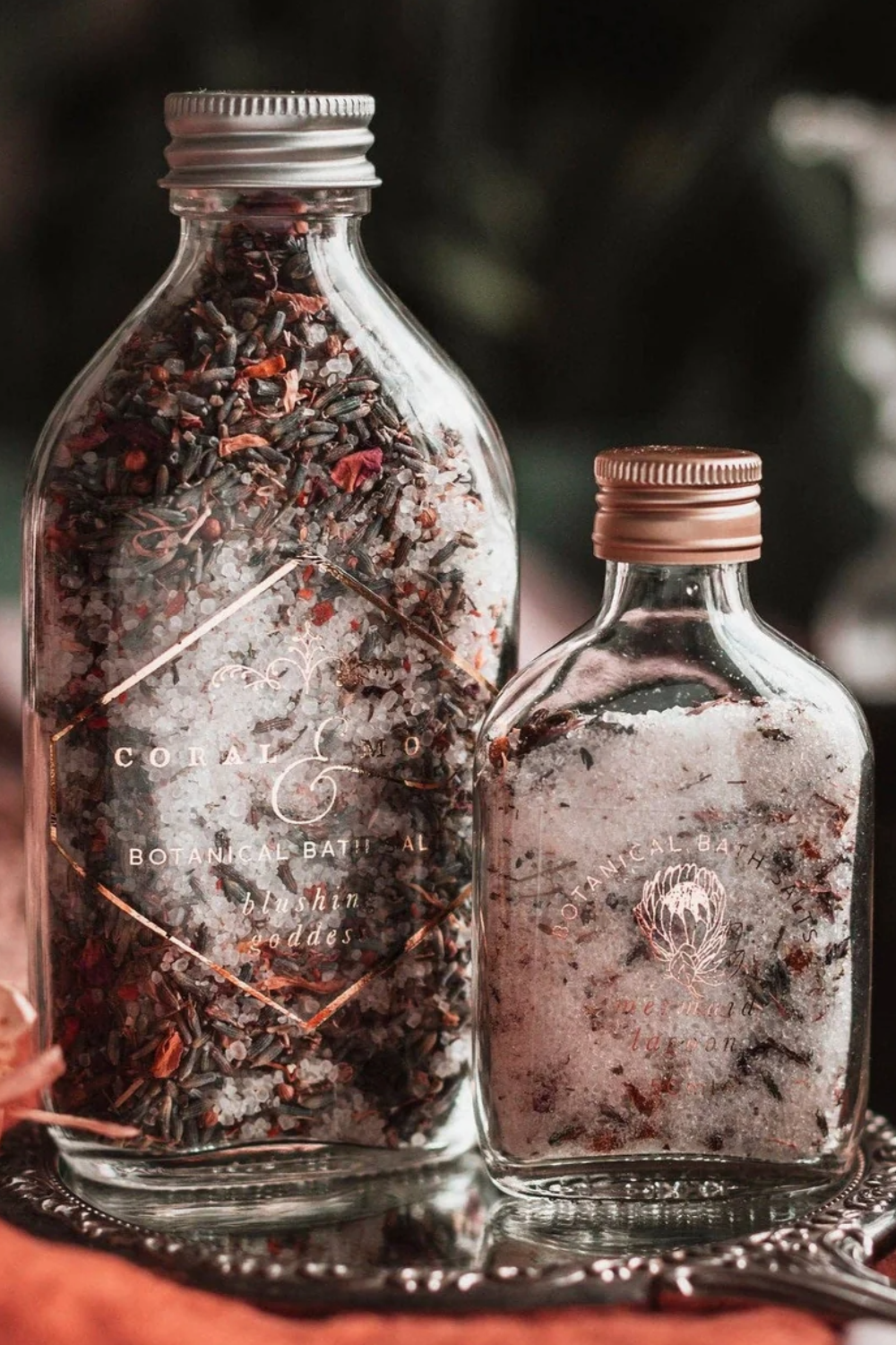 BOTANICAL BATH SALTS // BLUSHING GODDESS: 200ml glass bottle