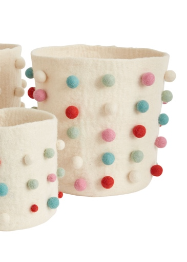 Poinsettia Plant Pot Cover - Felt Dots Ivory