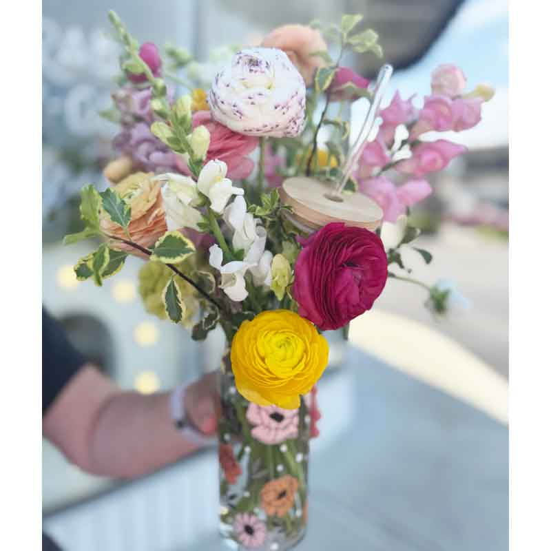 LIMITED EDITION:  The Not-A-Stanley Glass Can & Bouquet