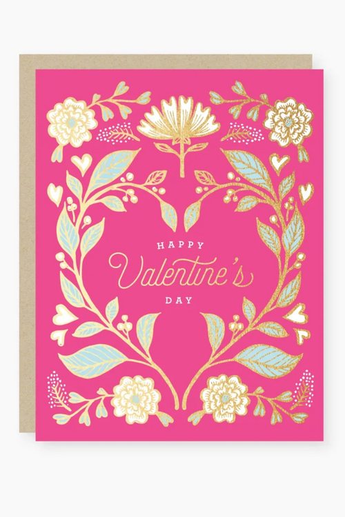 Floral Heart Foil Valentine's Day Card