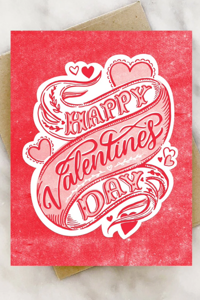 happy valentine's day ribbon: Single card