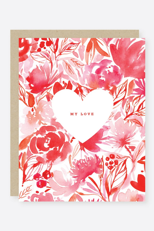 pink floral love you card